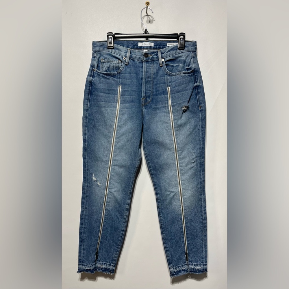 FRAME‎ Rigid Re-Release Skinny Crop Zipper Front Distressed Jeans Size 29 - Picture 3 of 9